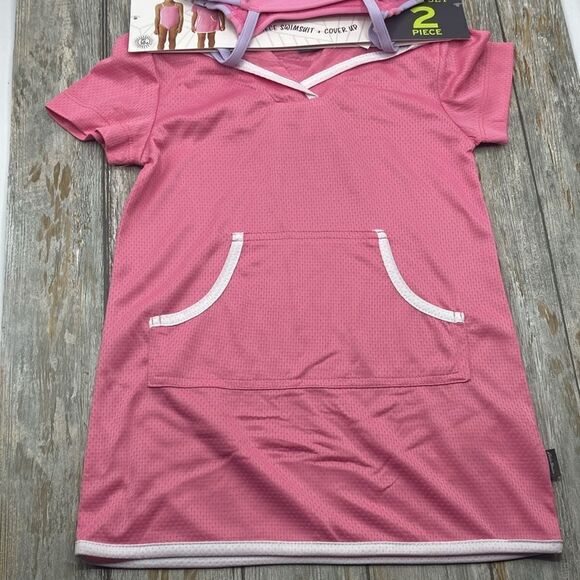 Girls One Piece Bathing Swimsuit and Coverup Swim 2-Piece Set Size 5 - Picture 6 of 6